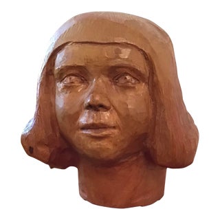 Vintage Carved Wood Folk Art Head For Sale