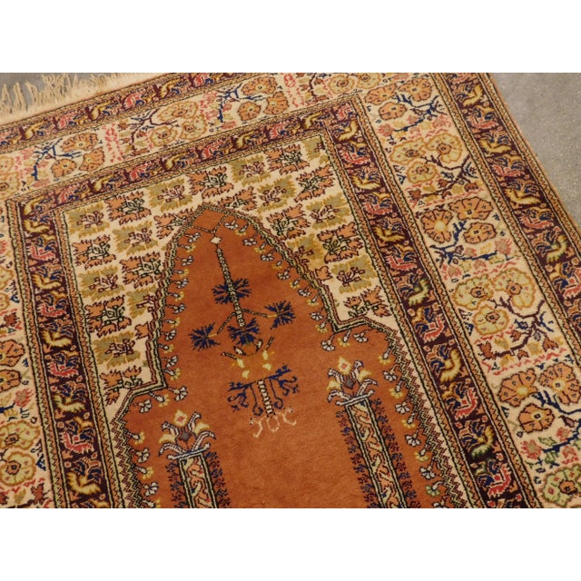 Copper Vintage Turkish Prayer Rug- 4'x 5'6" For Sale - Image 8 of 13