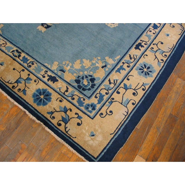 1900s Blue Medallion Antique Chinese Peking Rug 6'0" X 8'6" Handknotted Wool Carpet For Sale In New York - Image 6 of 6