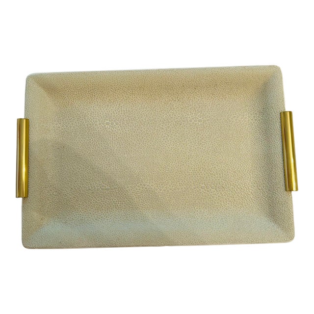 Aerin Faux Shagreen Vanity Tray Crème For Sale