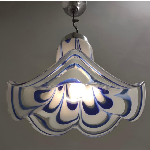 Metal Vintage Italian Murano Glass Bell Pendant from Mazzega, 1970s For Sale - Image 7 of 16