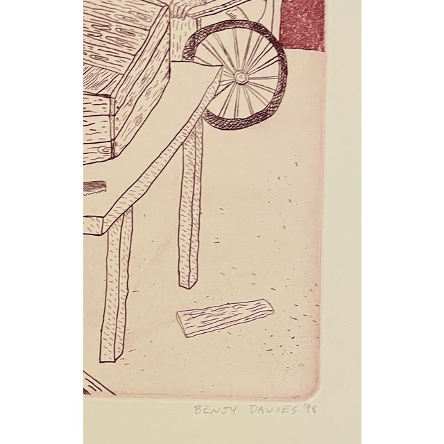 Benjy Davies (born 1968) "The Coffin Builder - The Futility of Craft"" color etching on paper, pencil signed, titled,...