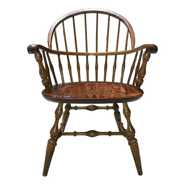 Nichols & Stone Bow Back Windsor armchair, constructed in traditional 19th-century design featuring turned leg, and...