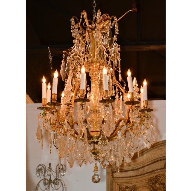 French Bronze and Crystal Chandelier For Sale - Image 9 of 10