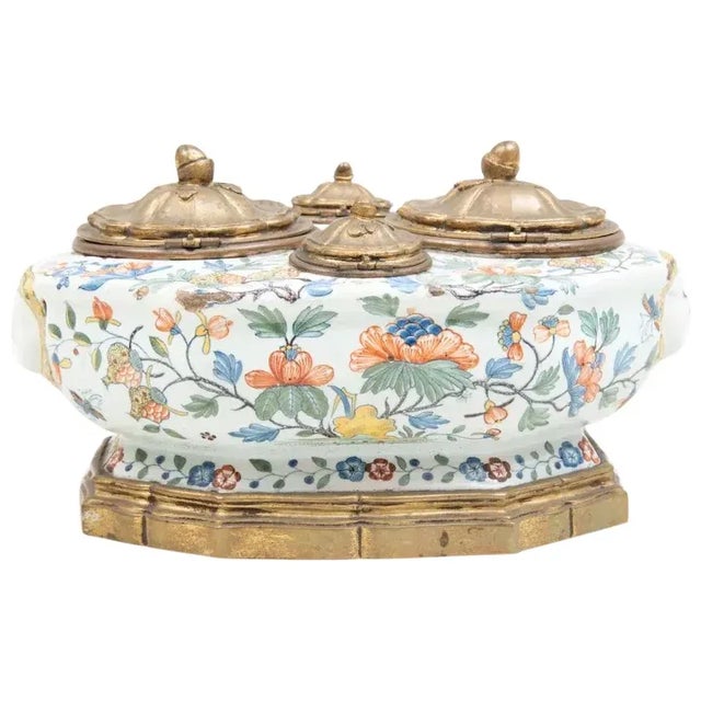 Antique 18th Century Delft French Glaze Faïence Octagonal Inkwell For Sale - Image 10 of 10