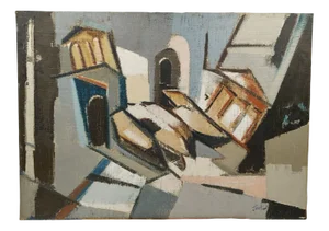 Lino Piccoli, Glimpse of a City, Italy, 1960s-1970s, Oil on Canvas