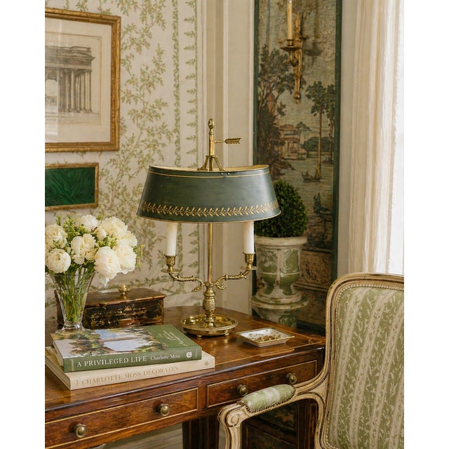 Early 20th Century Empire-Style French Tôle & Gilt Brass Bouillotte Lamp With Green Tole Shade For Sale - Image 15 of 15
