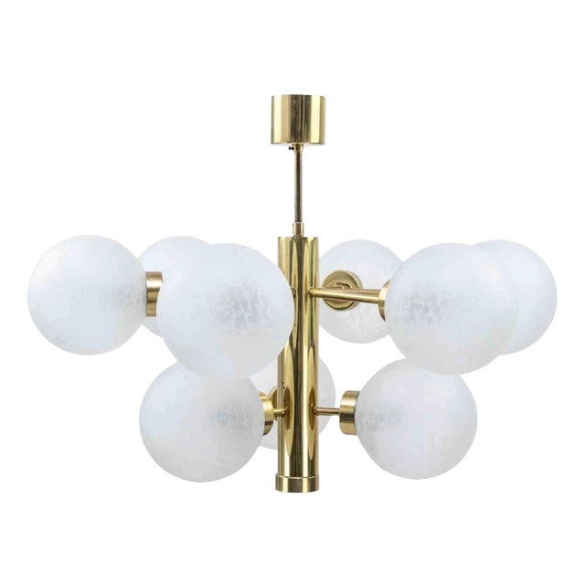 Aluminum Sputnik Pendant Lamp attributed to Kaiser Leuchten, 1970s For Sale