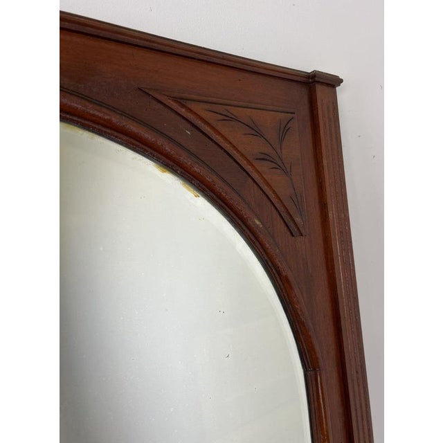 Antique French Oak Arched Carved Wall Mirror For Sale - Image 9 of 16