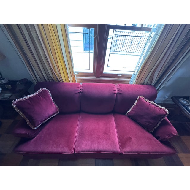 Selling my beloved red Ethan Allen sofa. Style 20–7694 6. Sofa is an exceptional condition and still has many attached...
