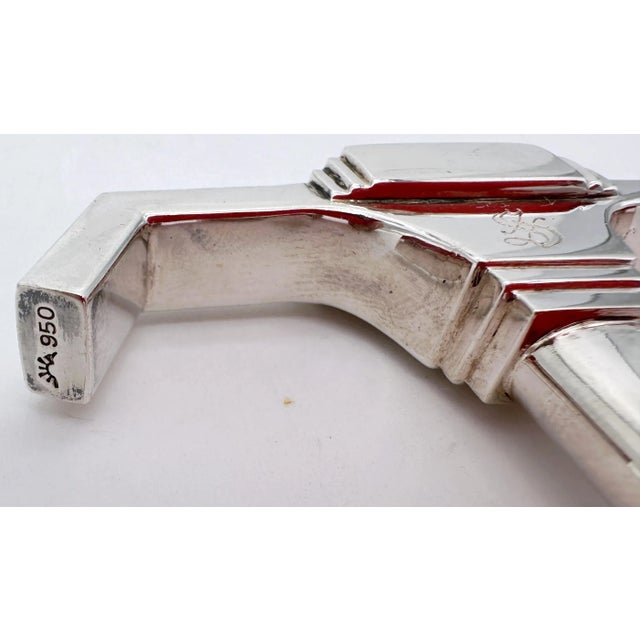 Art Deco /Moderne Sterling (.950) & Silverplate Corkscrew, Monogram 'S', 1930 For Sale In West Palm - Image 6 of 11
