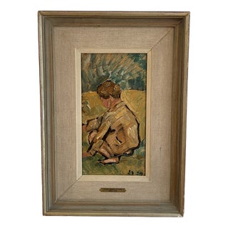 Ernest Samuel Geiger, Jeune enfant jouant, 1939, Oil on Cardboard, Framed For Sale