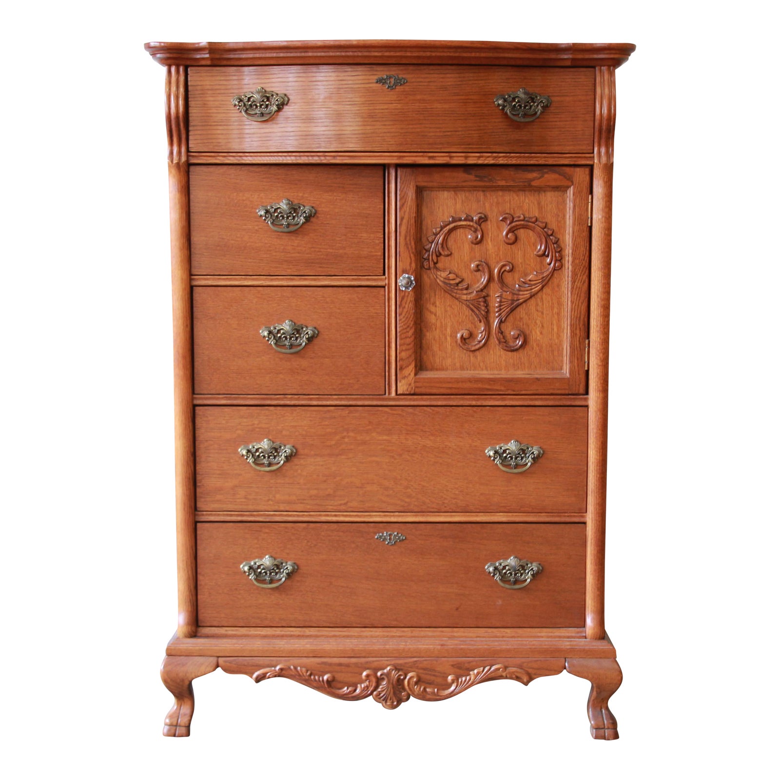 Victorian Style Oak Highboy Dresser with Hat Box Chairish