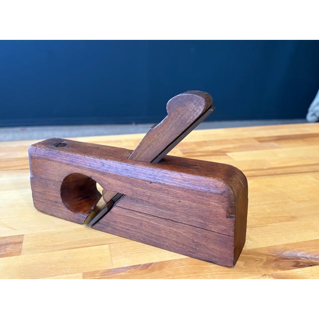 Antique Handcrafted Wood Plane 9.5 Inches Long With a Forged Steel Cutting Blade For Sale In Dallas - Image 6 of 10