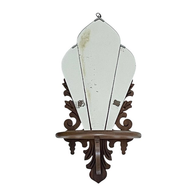 Art Deco Vintage Mirror Wall Shelf Sconces For Sale - Image 3 of 9
