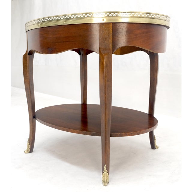 Baker Brass Gallery & Feet Oval Top Two Tier Side End Lamp Table Stand MINT For Sale - Image 14 of 17