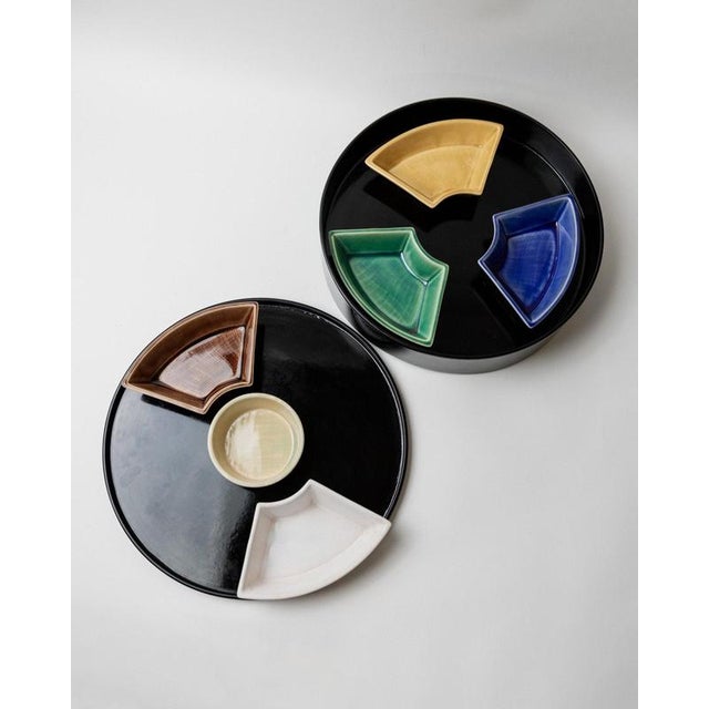 Vintage Japanese Studio Ceramic Snack Bowls with Outer Shell and Integrated Tray, 1980s, Set of 2 For Sale - Image 5 of 14