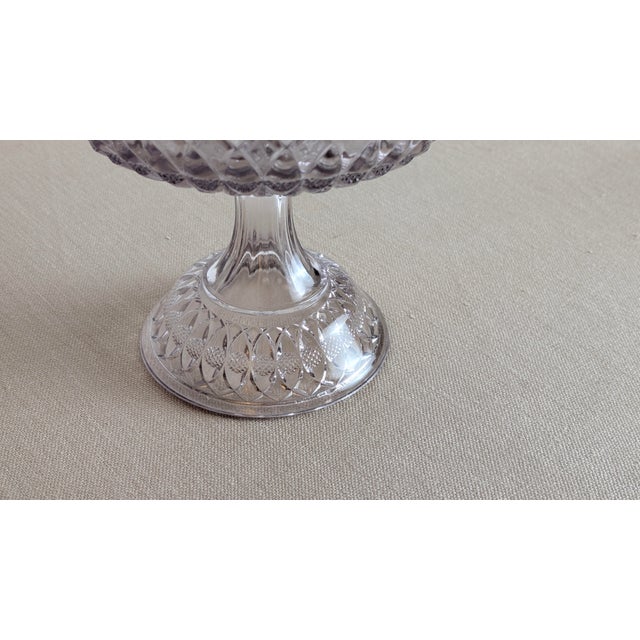 Glass Vintage Pressed Glass Pedestal Compote Bowl For Sale - Image 7 of 8