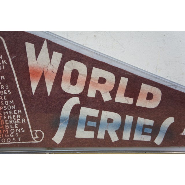 Textile Rare Antique New York Yankees Cincinnati Reds World Series Baseball Pennant For Sale - Image 7 of 13