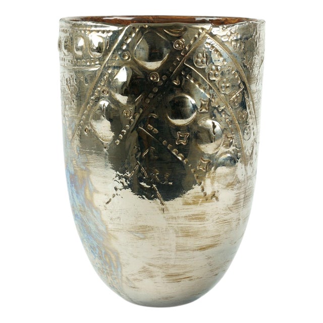 Platinum Luster Viel Vase by Deblona For Sale
