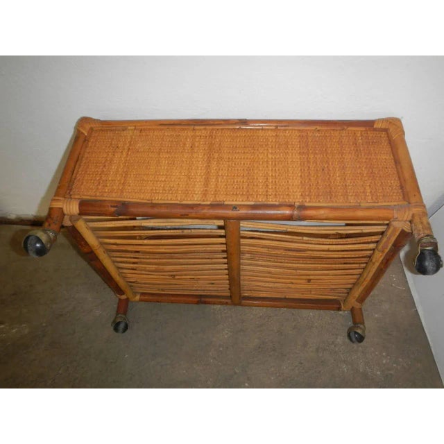 Light Yellow Rattan Trolley on Wheels For Sale - Image 8 of 11