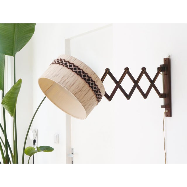 Wood Mid-Century Modern Scandinavian Teak Scissor Lamp For Sale - Image 7 of 8