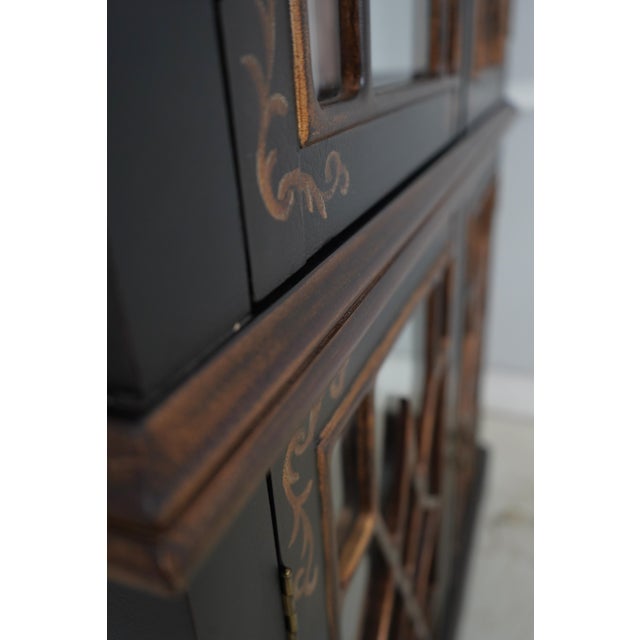 Black & Gold Chinoiserie Display Cabinet For Sale - Image 15 of 16