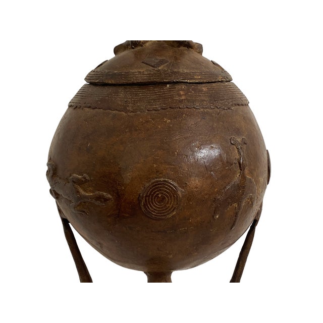 Vintage Lg African Dogon Mali Ceremonial Bronze Bowl 27.25" H For Sale - Image 12 of 12