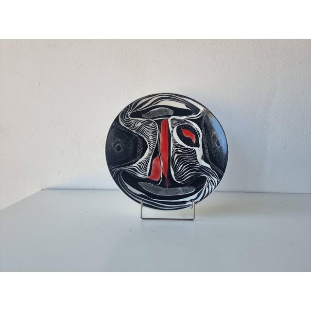 Black Decorative Plate by Hanna Modrzewska Nowosielska, 1960s For Sale - Image 8 of 10