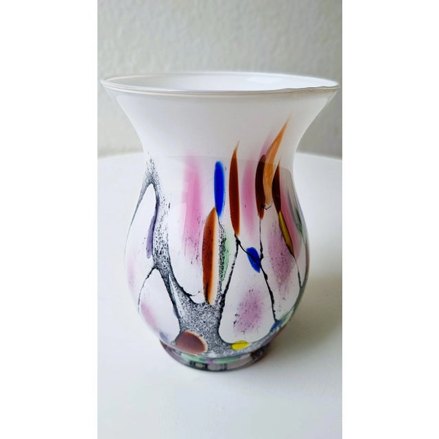 Glass Vintage Vase in Opal Glass by Hans Jürgen Richartz, 1980s For Sale - Image 7 of 7