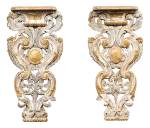 Pair of 18th Century Italian Pierce-Carved Wall Corbels