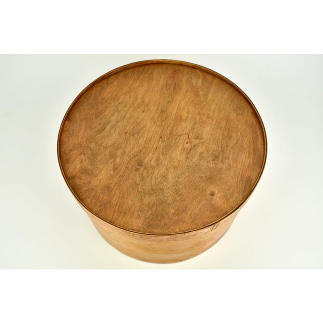 Hollywood Regency Antique Birch Hat Box Plywood For Sale - Image 3 of 5