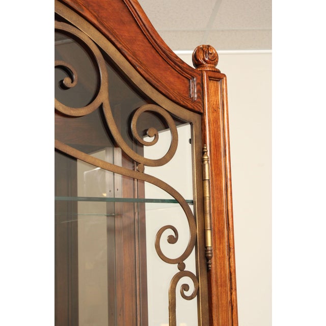 Henredon Tuscan Style Large Scrolled Iron Door Curio Display Cabinet For Sale - Image 9 of 12
