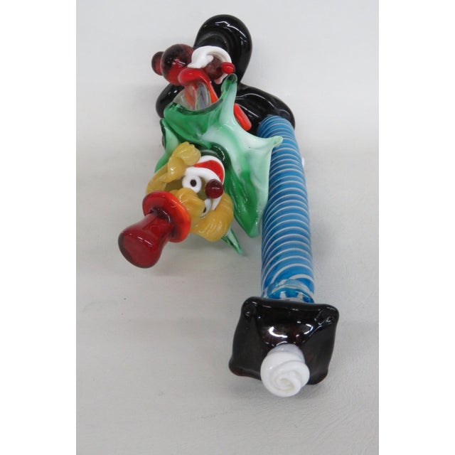 Blue Murano Italy Art Glass Large Clown With Street Lantern Lamp Post Figurine 5208b For Sale - Image 8 of 14