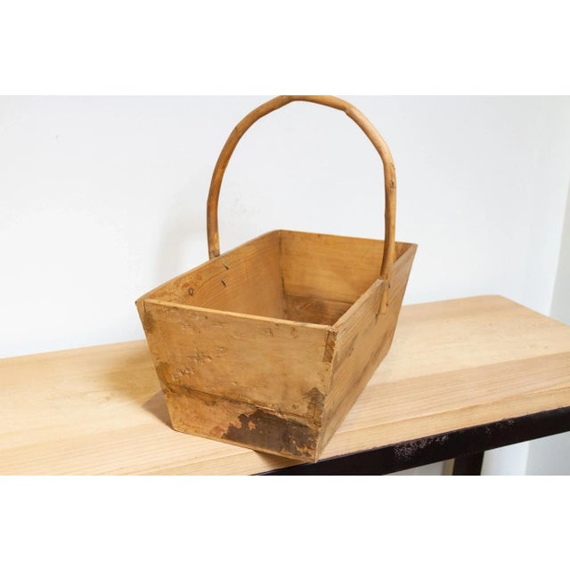 Long Farmhouse Bamboo & Wooden Basket For Sale - Image 4 of 7