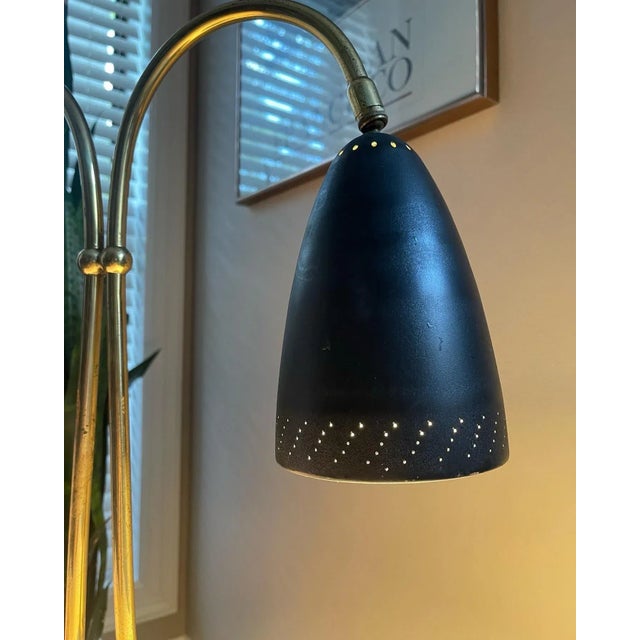 Metal Mid Century 3-Way Dual Head Gooseneck Lamp After Gerald Thurston For Sale - Image 7 of 9