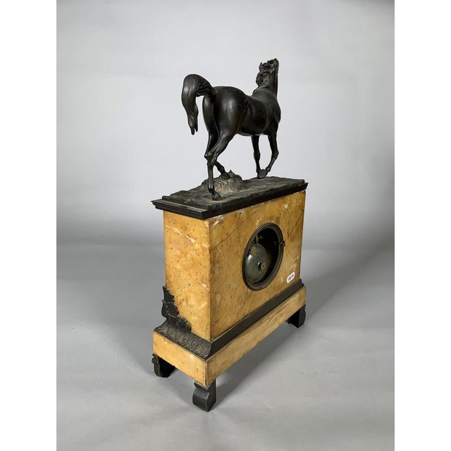 Charles X Style Horse Clock in Siena Yellow Marble, 1830 For Sale - Image 4 of 6