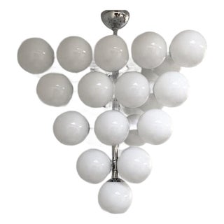 21st Century Italian Grappolo Polished Chrome Glossy White Murano Glass Chandelier by Fabio LTD For Sale