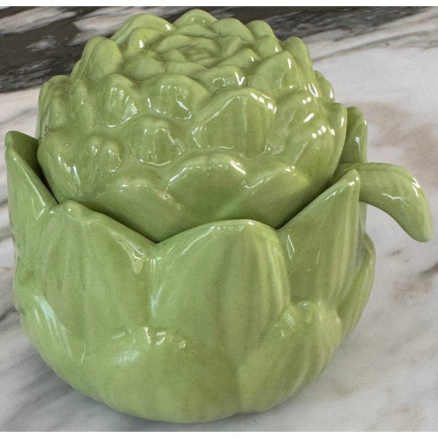 MOS26damageVintage Studio Art Artichoke Motif Condiment Server For Sale - Image 10 of 11