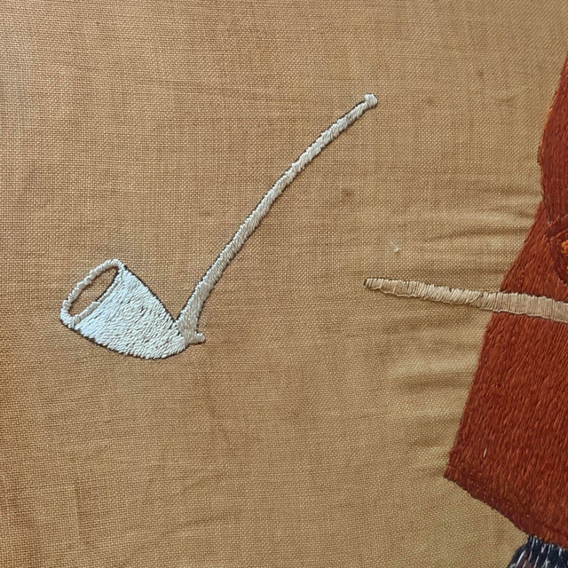 Beige 'Smoke Here, Not Hereafter, ' a 19th Century English Embroidered Textile For Sale - Image 8 of 11