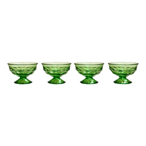 Vintage Viking Glass Georgian Green Sherbet Dishes – Set of 4 | Mid Century Pressed Glass Dessert Bowls
