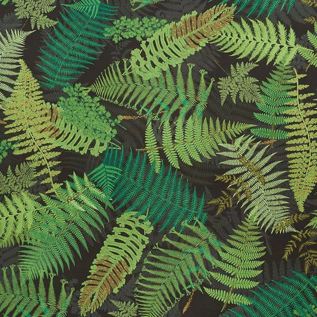 Sample - Schumacher X Clements Ribeiro Fernarium Fabric in Green & Black For Sale