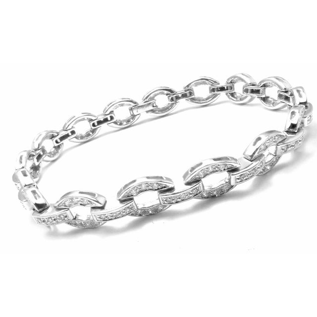 Damiani 18k White Gold Diamond Link Tennis Bracelet For Sale In Philadelphia - Image 6 of 12