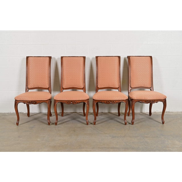 Baker Furniture French Provincial Louis XV Carved Walnut Dining Chairs, Set of Four For Sale - Image 11 of 11