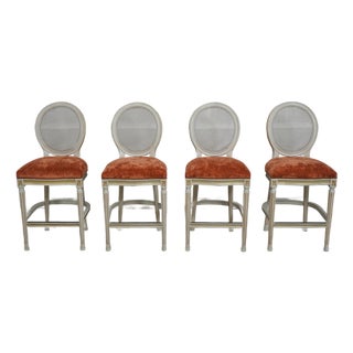 Set of 4 Frontgate French Louis XVI Style Bar Stools For Sale