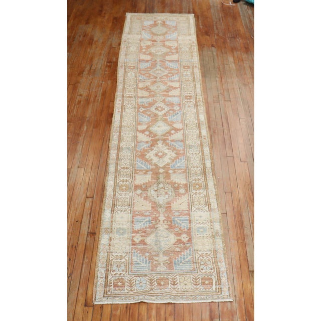 Terracotta Persian Antique Runner - 3' x 14'3" For Sale - Image 11 of 18