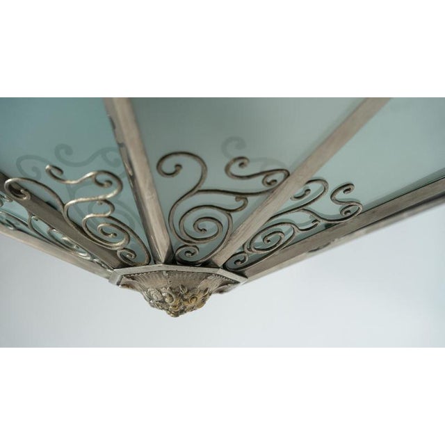 Large Art Deco Ceiling Light in Glass and Metal, France, 1930s For Sale - Image 14 of 16
