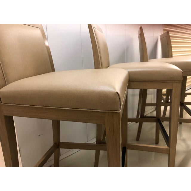 2010s Modern Walnut Frame Bar Stools - Set of 4 For Sale - Image 5 of 12