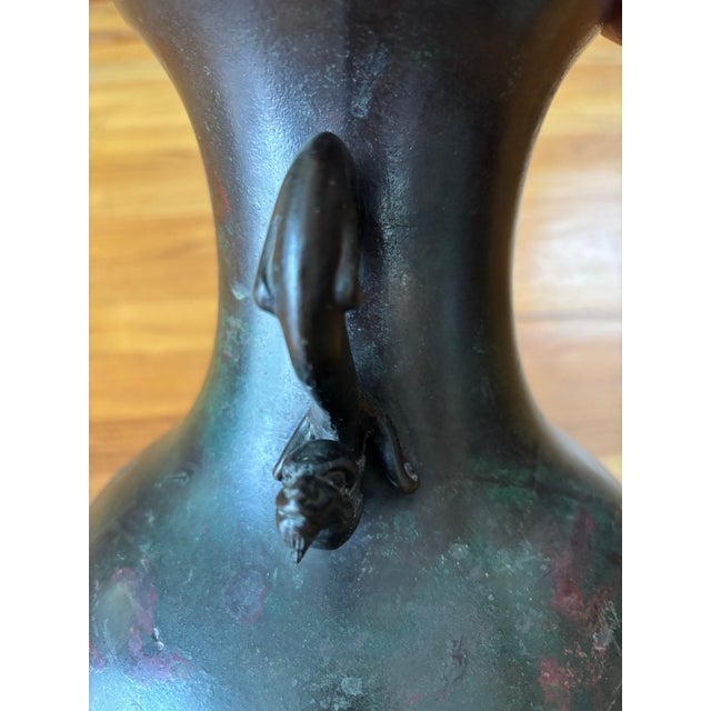 Vintage 12" Bronze Amphora Vase With Dragon Handles For Sale In New York - Image 6 of 9
