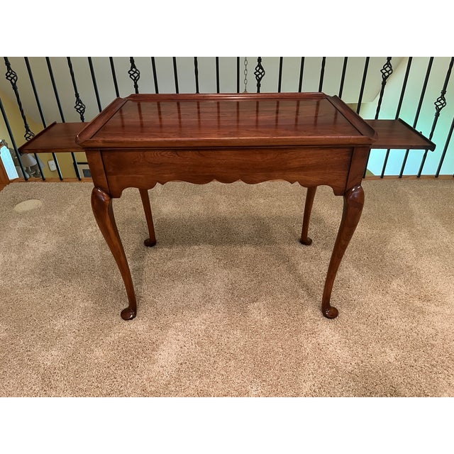 Vintage Statton Queen Anne Style Cherry Tea Table For Sale - Image 15 of 18